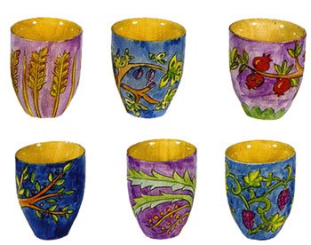 Set of 6 Wooden L'chaim Cups