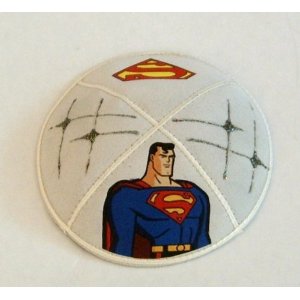 Suede Kippot with Colourful Design of Superman