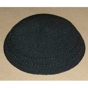 Knitted Kippah (Kippa, Yarmulke) - Black: 16cm