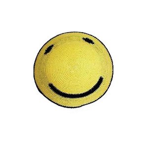 Yellow and Black Knit Smiley Face Kippah